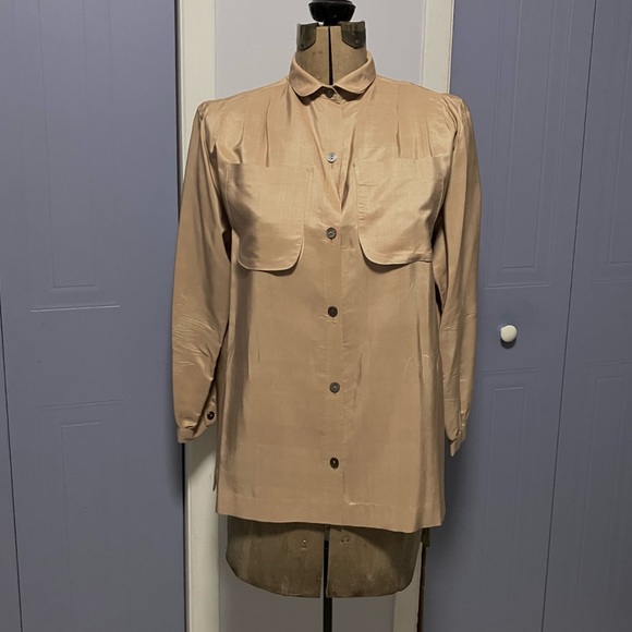 Stunning Vintage Benny Ong London Beige 100% Silk Blouse - Picture 15 of 15